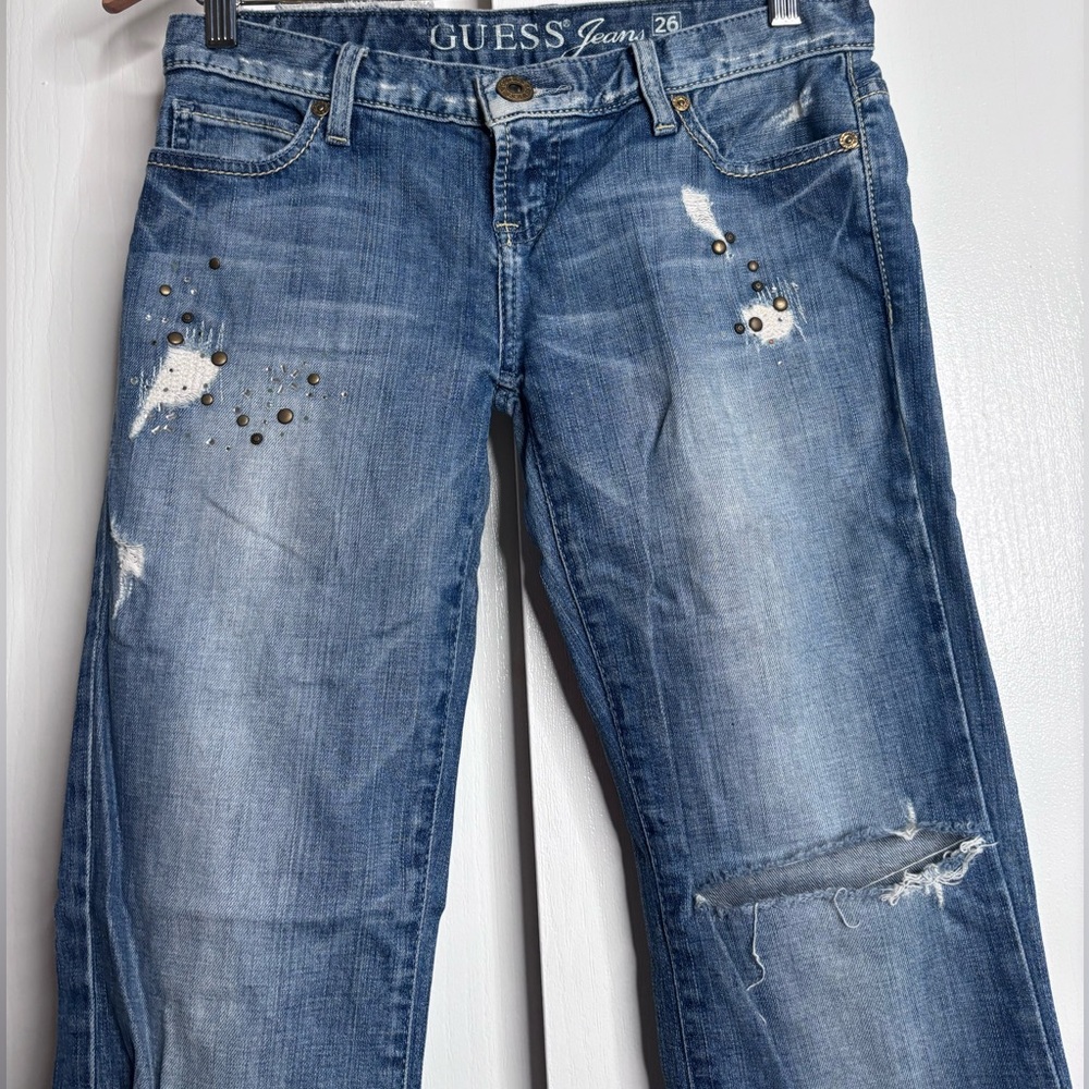 👖 Guess Jeans Distressed Flare Denim | Size 26 | Stud Detail 👖 - Picture 2 of 9
